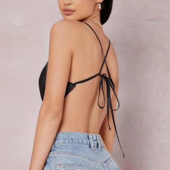 Backless Satin Cowl Neck Top - Picture 2 of 2